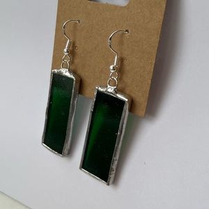 Hand Made Stained Glass Earrings - Sterling silver hook